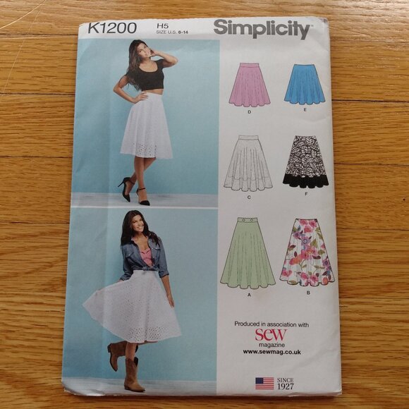 Three Quarter Circle Skirt Sewing Pattern UNCUT Size 6-14 Overskirt Simplicity 1 - Picture 1 of 7